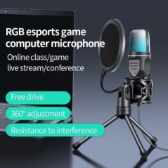 SF666R Microfon USB Microfon RGB Condensator Fir Microfon pentru jocuri pentru Podcast Studio de înregistrare Streaming Laptop P