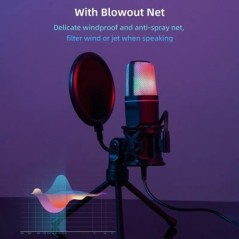 SF666R Microfon USB Microfon RGB Condensator Fir Microfon pentru jocuri pentru Podcast Studio de înregistrare Streaming Laptop P