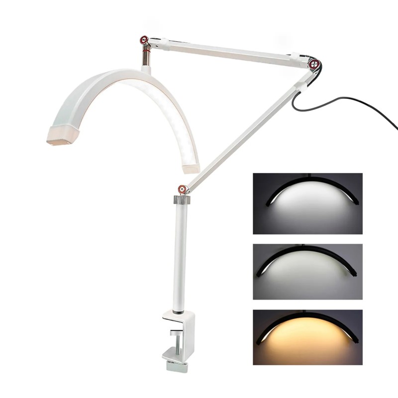 Andoer HD-M3X Lumină video LED în formă de jumătate de lună Inel de lumină pentru birou 3000K-6000K reglabil pentru machiaj de l Andoer HD-M3X Lumină video LED în formă de jumătate de lună Inel de lumină pentru birou 3000K-6000K reglabil pentru machiaj de l