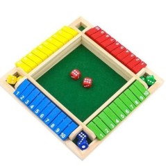 Set de jocuri de masă Deluxe cu patru fețe 10 numere Shut The Box Dice Party Club Jocuri de băut pentru adulți și familii
