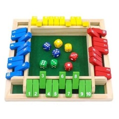 Set de jocuri de masă Deluxe cu patru fețe 10 numere Shut The Box Dice Party Club Jocuri de băut pentru adulți și familii