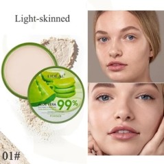 99% Aloe Vera Cremă hidratantă Pudră de față Fond de ten neted Pudră presată Machiaj Corrector Pori Acoperă Albire Luminează Cos