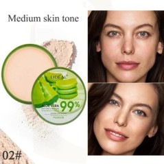 99% Aloe Vera Cremă hidratantă Pudră de față Fond de ten neted Pudră presată Machiaj Corrector Pori Acoperă Albire Luminează Cos