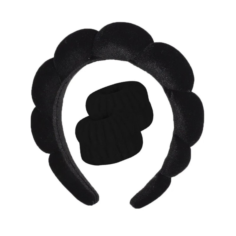 3 bucăți brățări de spălat din microfibră de modă, scrunchies, bentiță umflată, cu bule de spa, pentru spălarea feței, machiaj, 