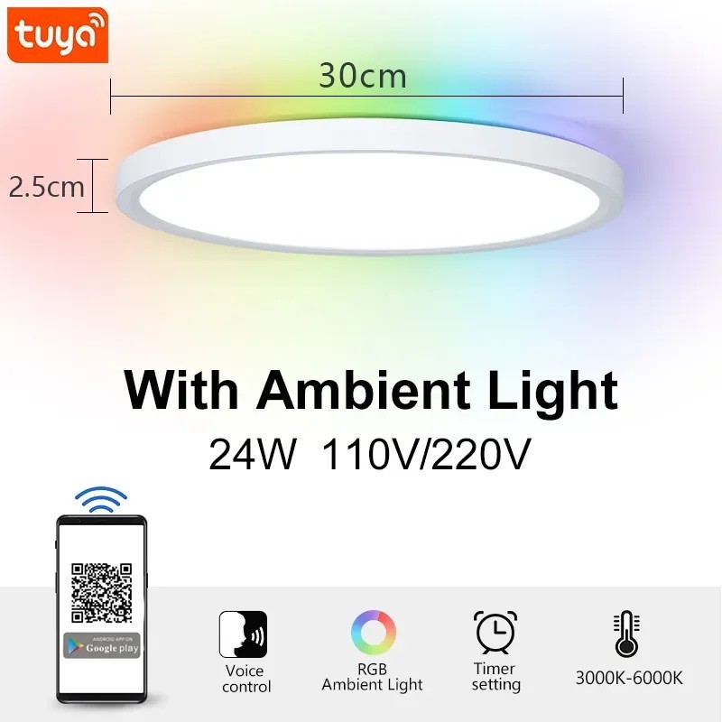 TUYA Lampă de tavan Decor pentru cameră Lumină LED RGB APP Control vocal Alexa Google Lampă inteligentă pentru casă TUYA Lampă de tavan Decor pentru cameră Lumină LED RGB APP Control vocal Alexa Google Lampă inteligentă pentru casă