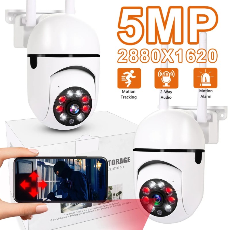 Cameră de supraveghere în aer liber 5MP CCTV IP Wifi Cameră impermeabilă Protecție externă de securitate Monitor de acasă fără f Cameră de supraveghere în aer liber 5MP CCTV IP Wifi Cameră impermeabilă Protecție externă de securitate Monitor de acasă fără f