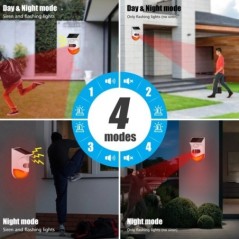 Alarmă solară PIR cu infraroșu pentru exterior Sirenă WiFi inteligentă impermeabilă fără fir 433MHz Senzor stroboscop antiefracț