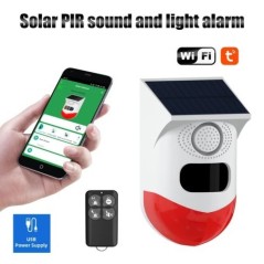 Alarmă solară PIR cu infraroșu pentru exterior Sirenă WiFi inteligentă impermeabilă fără fir 433MHz Senzor stroboscop antiefracț