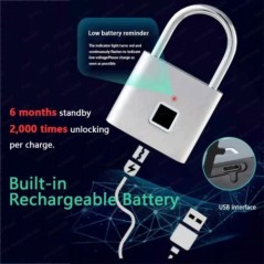 Lacăt inteligent cu amprentă digitală RAYKUBE P2 Lacăte biometrice din aliaj de zinc, rezistente la apă, cu baterie reîncărcabil