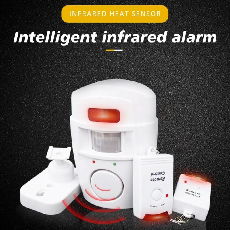 Mini alarmă cu telecomandă fără fir cu detector cu senzor de mișcare cu infraroșu IR și sirenă puternică de 105 dB pentru securi