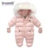 Ircomll Salopete groase și calde pentru sugari, cu glugă în interior, fleece, băiat, fată, iarnă, toamnă, pentru copii, îmbrăcăm