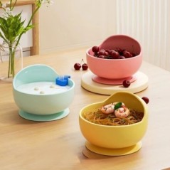 Set bol pentru hrănire pentru bebeluși din silicon de calitate alimentară, bol pentru hrănire pentru copii, rezistent la apă, cu
