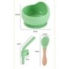Set bol pentru hrănire pentru bebeluși din silicon de calitate alimentară, bol pentru hrănire pentru copii, rezistent la apă, cu