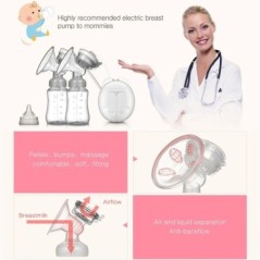 Pompe de sân electrice duble ZIMEITU Pompă de sân electrică USB cu aspirare puternică a mamelonului cu biberon de lapte pentru b