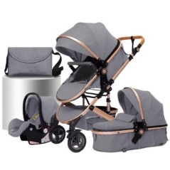 Carucior pentru bebelusi 3 in 1 Carucior pentru bebelusi Peisaj inalt Fit Carucior pliabil de calatorie pentru nou nascuti Caruc