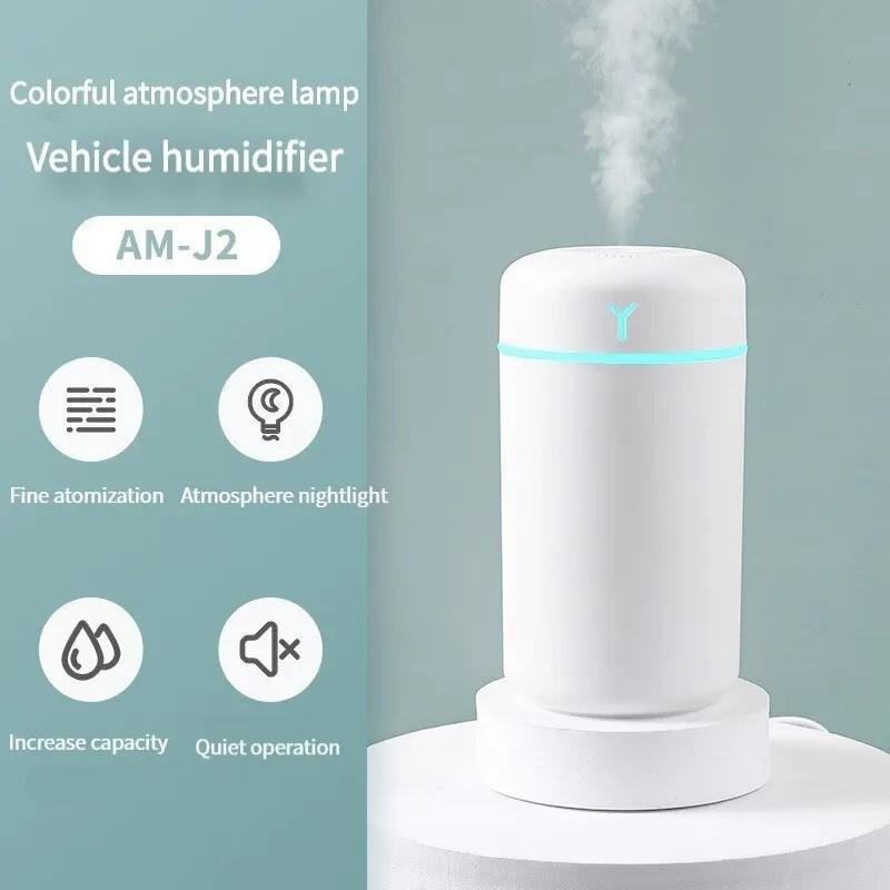 Umidificator de aer portabil, 390 ml, umidificator de aromoterapie, pentru acasă, mașină, pulverizator USB cu purificator de lam
