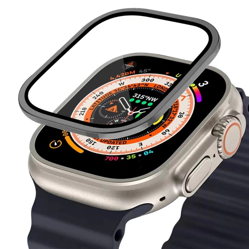 Carcasă metalică pentru Apple Watch Ultra 49 mm Husă Protector de ecran din sticlă securizată Bara de protecție impermeabilă iWa