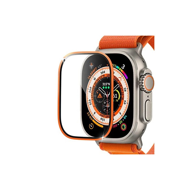 Sticlă de protecție pentru ecran pentru Apple Watch Ultra 2 49 mm Folie cu cadru metalic temperat Anti-zgârieturi IWatch Series Sticlă de protecție pentru ecran pentru Apple Watch Ultra 2 49 mm Folie cu cadru metalic temperat Anti-zgârieturi IWatch Series