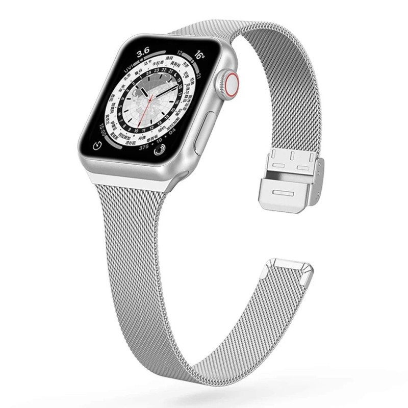 Bratara subtire Banda metalica pentru Apple Watch 9 8 7 6 SE 5 4 38 40 41 45 49MM Curea milaneza ultra din otel inoxidabil pentr