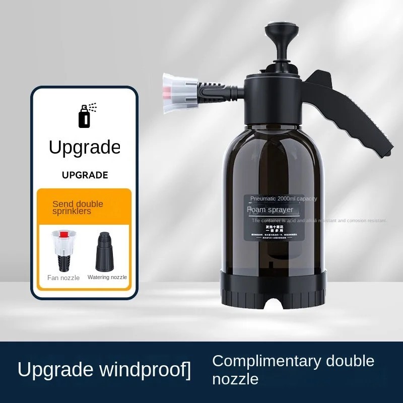 Pulverizator cu spumă cu pompă de mână de 2L cu 3 tipuri de duză, tun cu spumă pneumatică manuală, spumă de zăpadă, sticlă cu pu