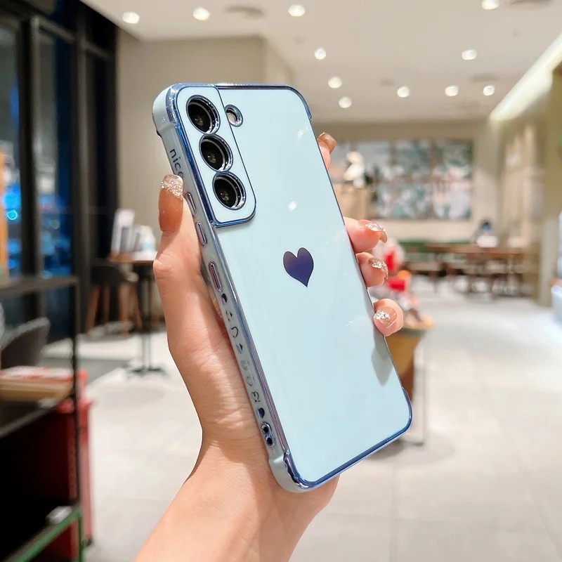 Husă placată de lux pentru Samsung Galaxy S24 S22 S23 Ultra S21 S20 S23 FE A52 A53 A13 A54 A14 Love Heart Side Model Husă pentru
