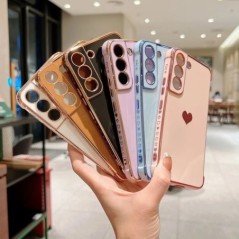 Husă placată de lux pentru Samsung Galaxy S24 S22 S23 Ultra S21 S20 S23 FE A52 A53 A13 A54 A14 Love Heart Side Model Husă pentru