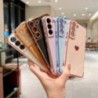Husă placată de lux pentru Samsung Galaxy S24 S22 S23 Ultra S21 S20 S23 FE A52 A53 A13 A54 A14 Love Heart Side Model Husă pentru