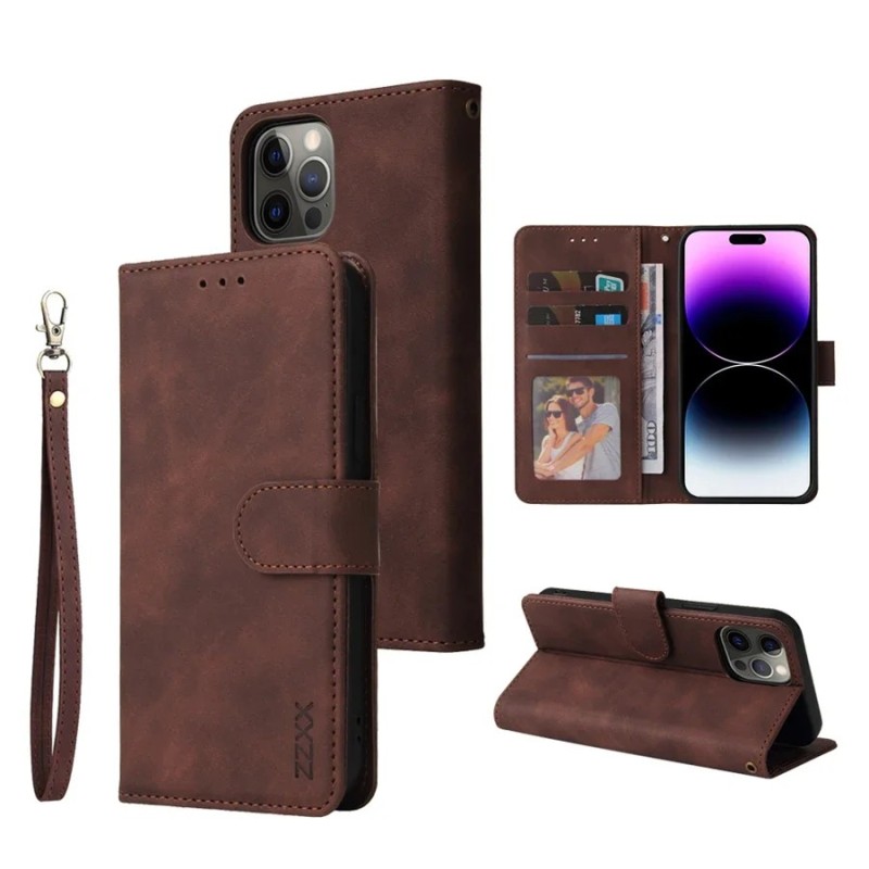 ZZXX Husă de telefon portofel din piele pentru iPhone 15 Pro Max 14 13 Mini 12 11 XS XR X SE 2022 8 7 6 6s Plus Husă cu suport p