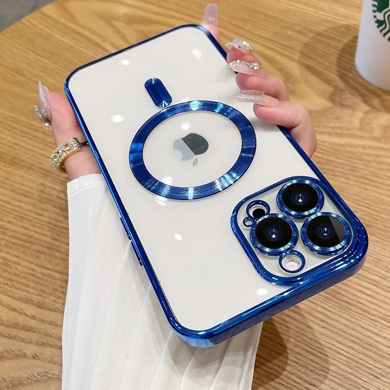 Husă moale magnetică placată la modă pentru Magsafe pentru iPhone 15 14 Plus 13 12 11 Pro Max Husă de încărcare fără fir cu prot