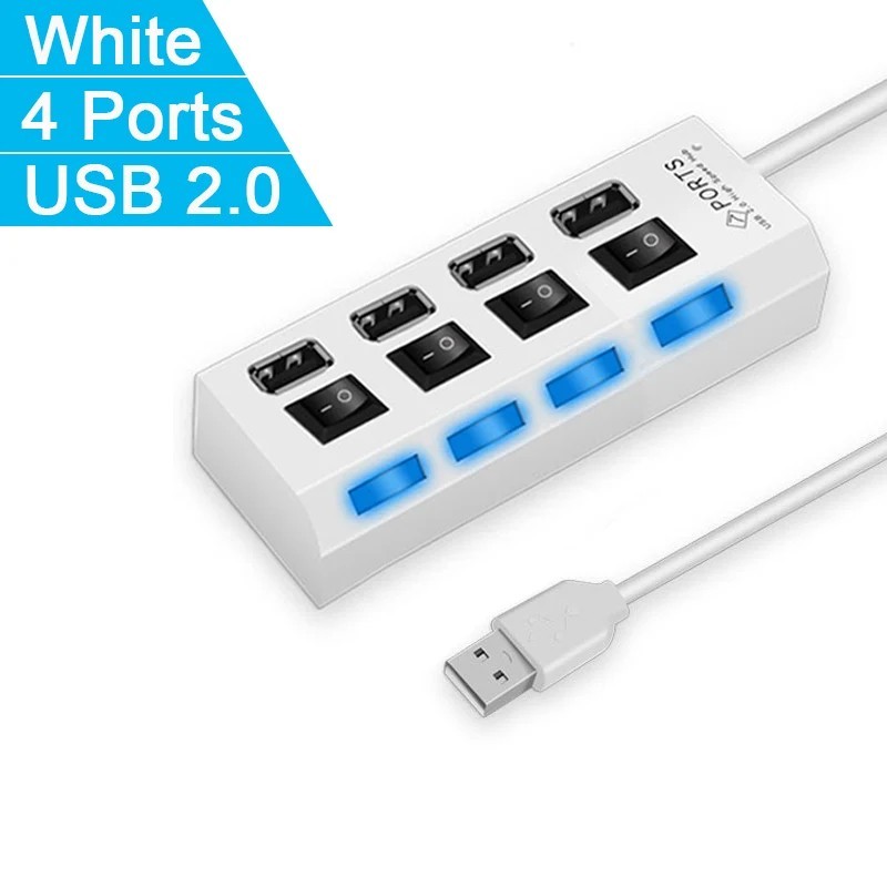 Adaptor HUB USB 2.0 de mare viteză cu 4/7 porturi Expander Multi USB Splitter Extensor multiplu cu comutator lampă LED pentru PC
