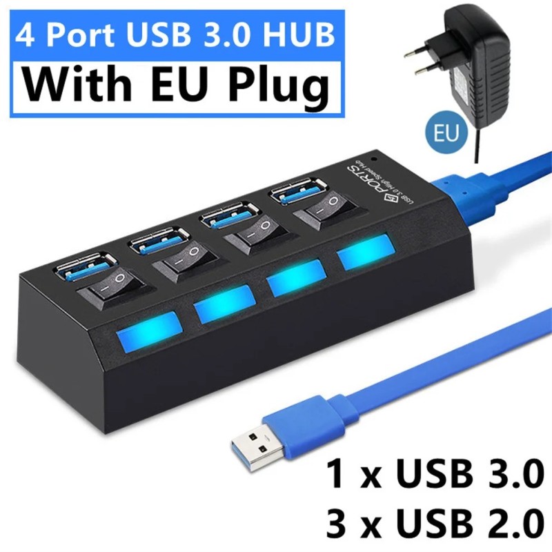 4/7 porturi HUB USB 3.0 2.0 Adaptor Expander Multiple USB Splitter de mare viteză Extensor multiplu cu comutator lampă LED pentr
