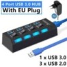 4/7 porturi HUB USB 3.0 2.0 Adaptor Expander Multiple USB Splitter de mare viteză Extensor multiplu cu comutator lampă LED pentr