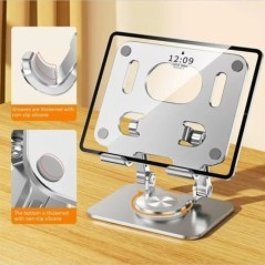 Suport tabletă cu rotație de 360° pentru iPad, suport pentru tabletă pliabil reglabil, suport pentru telefon din aluminiu compat