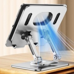 Suport tabletă cu rotație de 360° pentru iPad, suport pentru tabletă pliabil reglabil, suport pentru telefon din aluminiu compat