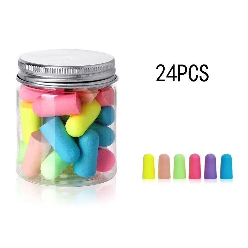 24/60/120 buc dopuri de urechi din spumă tip glonț, anti-zgomot, dop pentru urechi pentru dormit, multicolor