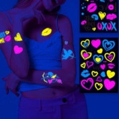Ziua Îndrăgostiților Tatuaje fluorescente pe față Tatuaje temporare Tatuaje rezistent la apă pentru braț și umăr Music Concert B