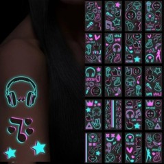 Ziua Îndrăgostiților Tatuaje fluorescente pe față Tatuaje temporare Tatuaje rezistent la apă pentru braț și umăr Music Concert B