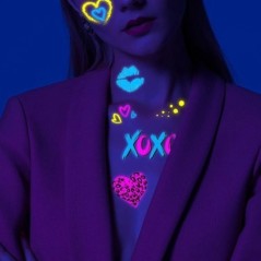 Ziua Îndrăgostiților Tatuaje fluorescente pe față Tatuaje temporare Tatuaje rezistent la apă pentru braț și umăr Music Concert B