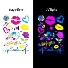 Ziua Îndrăgostiților Tatuaje fluorescente pe față Tatuaje temporare Tatuaje rezistent la apă pentru braț și umăr Music Concert B