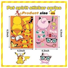 32 de foi autocolant puzzle DIY pentru copii Pokemon Face amuzant Anime Pikachu Asamblare autocolante Jucării pentru copii Băieț