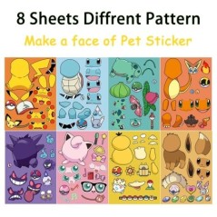 32 de foi autocolant puzzle DIY pentru copii Pokemon Face amuzant Anime Pikachu Asamblare autocolante Jucării pentru copii Băieț