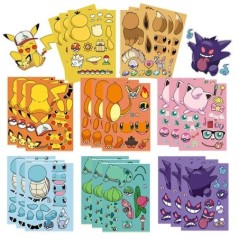32 de foi autocolant puzzle DIY pentru copii Pokemon Face amuzant Anime Pikachu Asamblare autocolante Jucării pentru copii Băieț