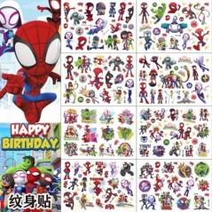 Aleatoriu 2 bucăți autocolante cu tatuaj Disney Marvel Spiderman Anime Omul Păianjen Autocolant cu tatuaj din desene animate Cad