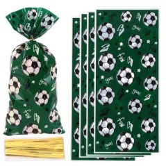 50 de bucăți Genți de ambalare pentru cadouri cu tema fotbalului, pungi de bomboane de fotbal, pungi pentru fani pentru fani, pe