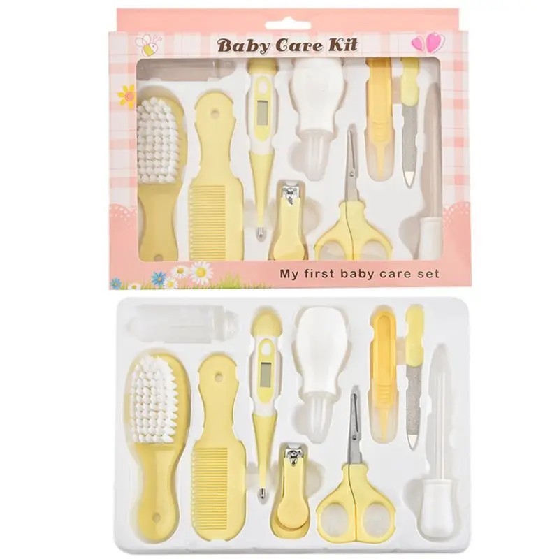 10 bucăți/set Kit de îngrijire a sănătății pentru bebeluși pentru copii, unghii, păr, îngrijire a sănătății, termometru, perie d