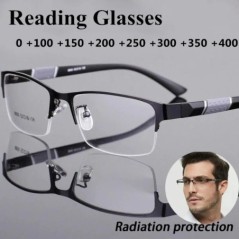 Ochelari de lectură pentru bărbați Ochelari retro pentru hipermetropie de afaceri Ochelari de lectură anti lumină albastră 0 +1,