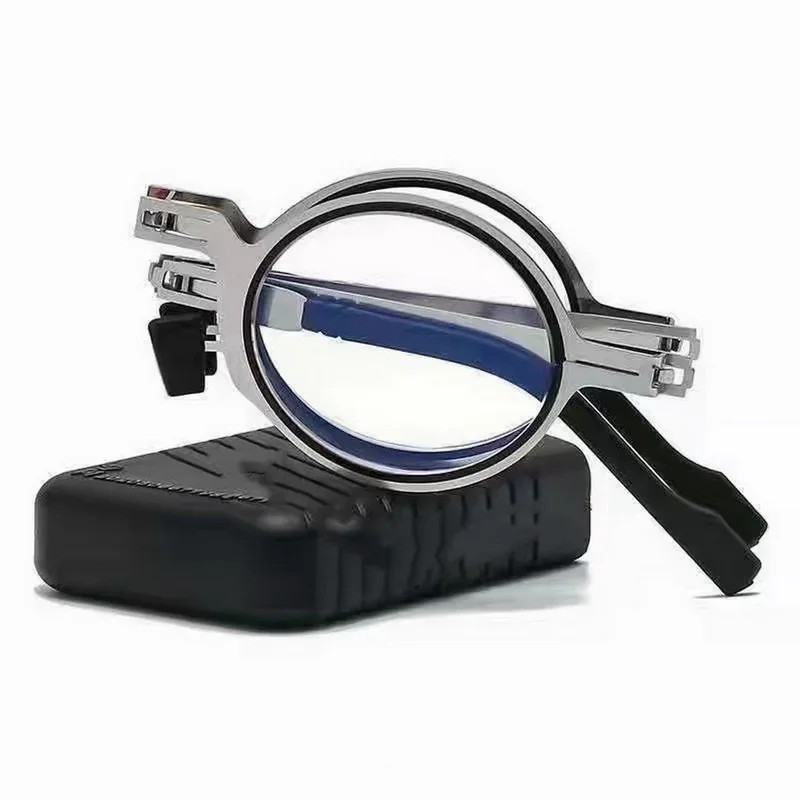 Ochelari portabili de lectură plianți inteligenți cu blocare a luminii albastre pentru bărbați Ochelari de vedere pătrați rotunz