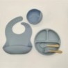 Set de vesela pentru copii Set de veselă din silicon pentru bebeluși, 5/8 piese, ventuze, furculițe, linguri, bavete, paie, ceșt