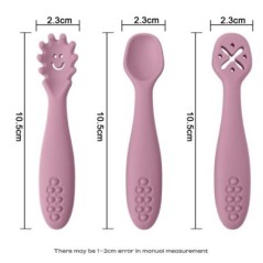 3 bucăți furculiță din silicon pentru set de ustensile pentru bebeluși hrănire mâncare pentru copii mici învață să mănânce antre