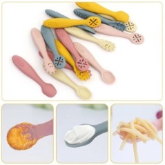 3 bucăți furculiță din silicon pentru set de ustensile pentru bebeluși hrănire mâncare pentru copii mici învață să mănânce antre